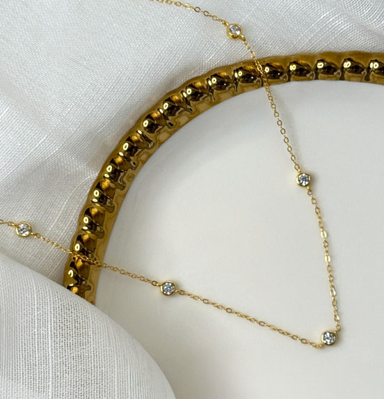 Bezel Station Sterling Silver Necklace