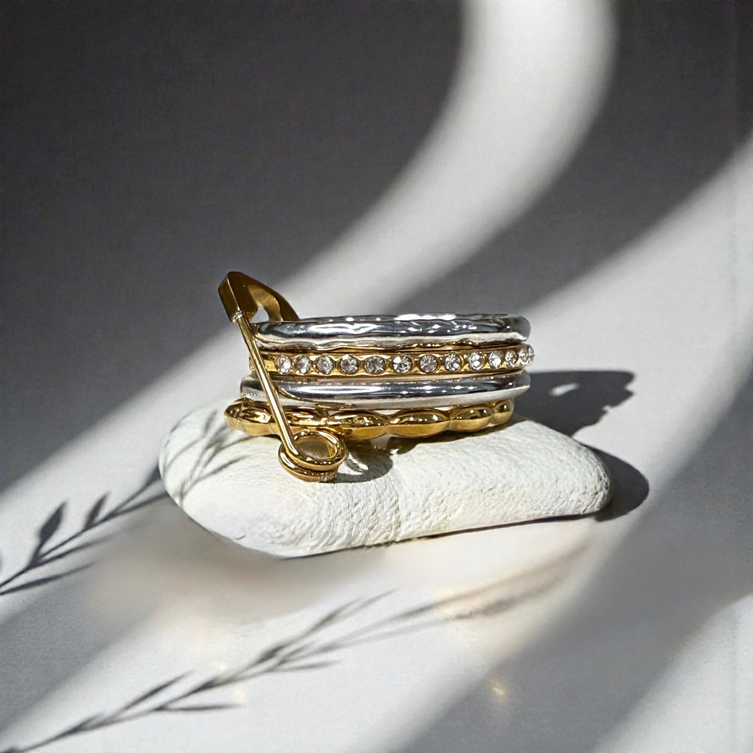 Golden Pin Stack Ring