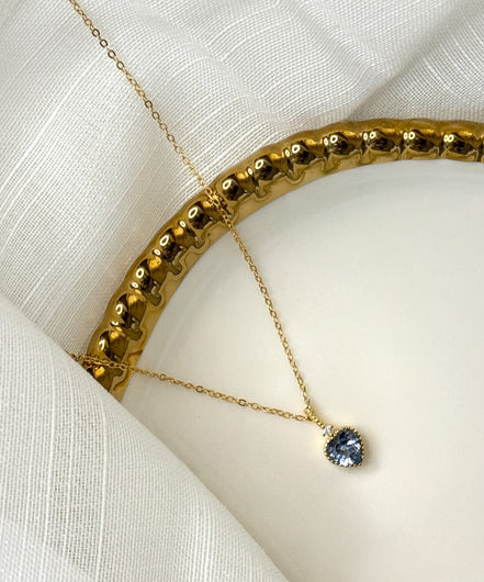 Heart Crystal Sterling Silver Necklace