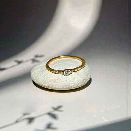 Petite Round Zircon Gold Ring
