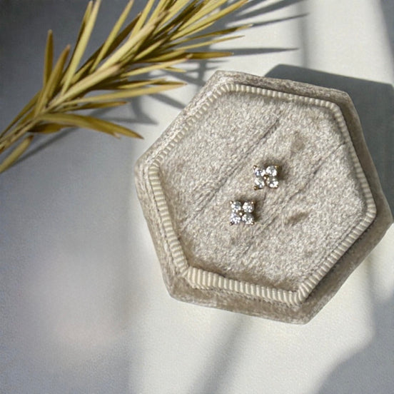 Pavé Clover Sterling Silver Stud Earrings