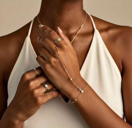 Amouré Gold Hand Chain Bracelet